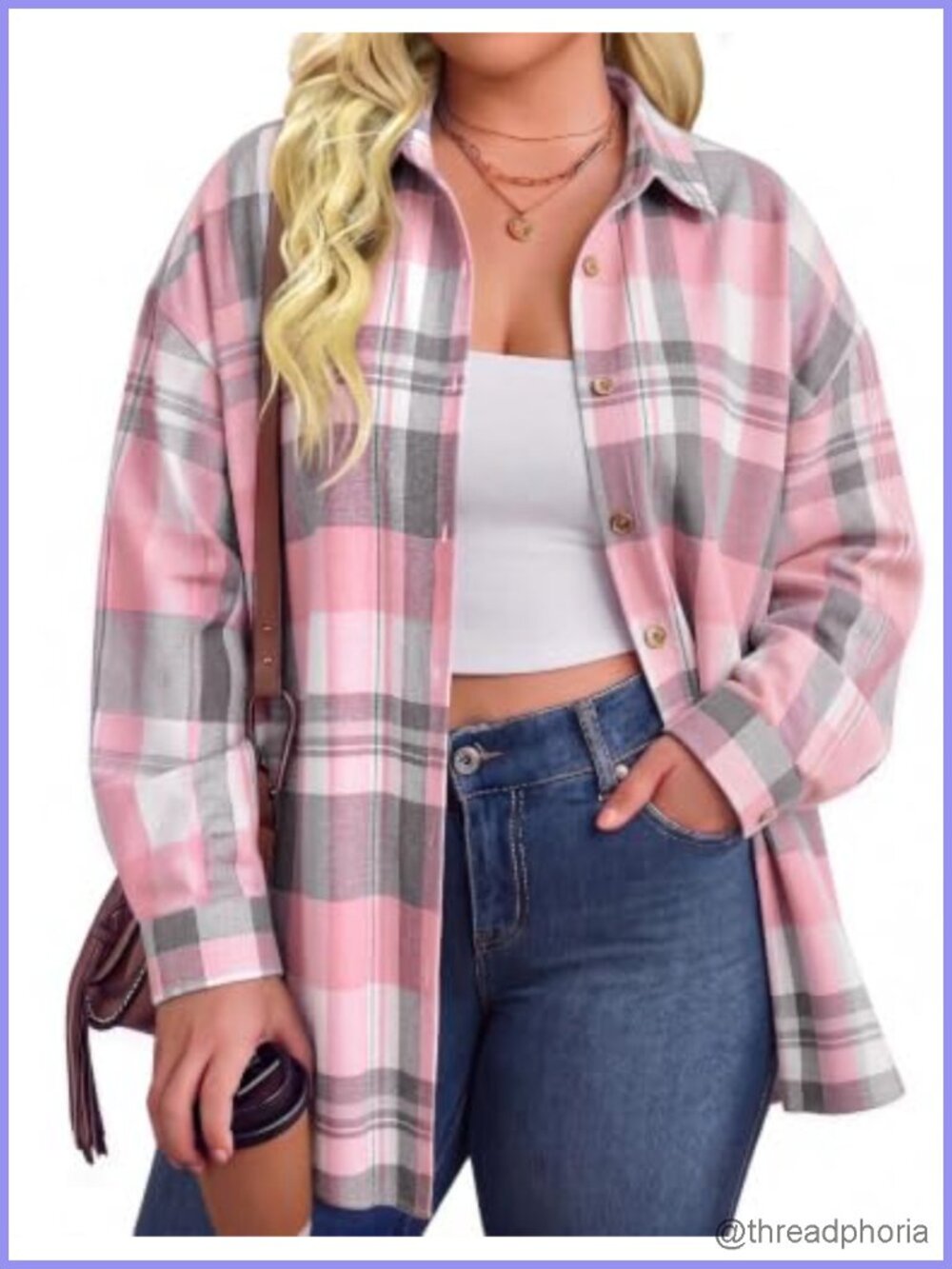 Plus Size Flannel Shirt Long Sleeve Plaid Button Down Oversized